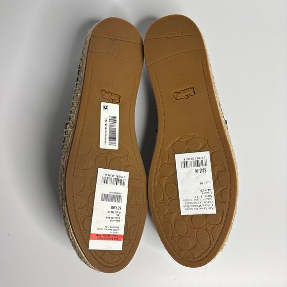Coach Carley Leather Slip On Espadrille Loafers in Black - Picture 8 of 9